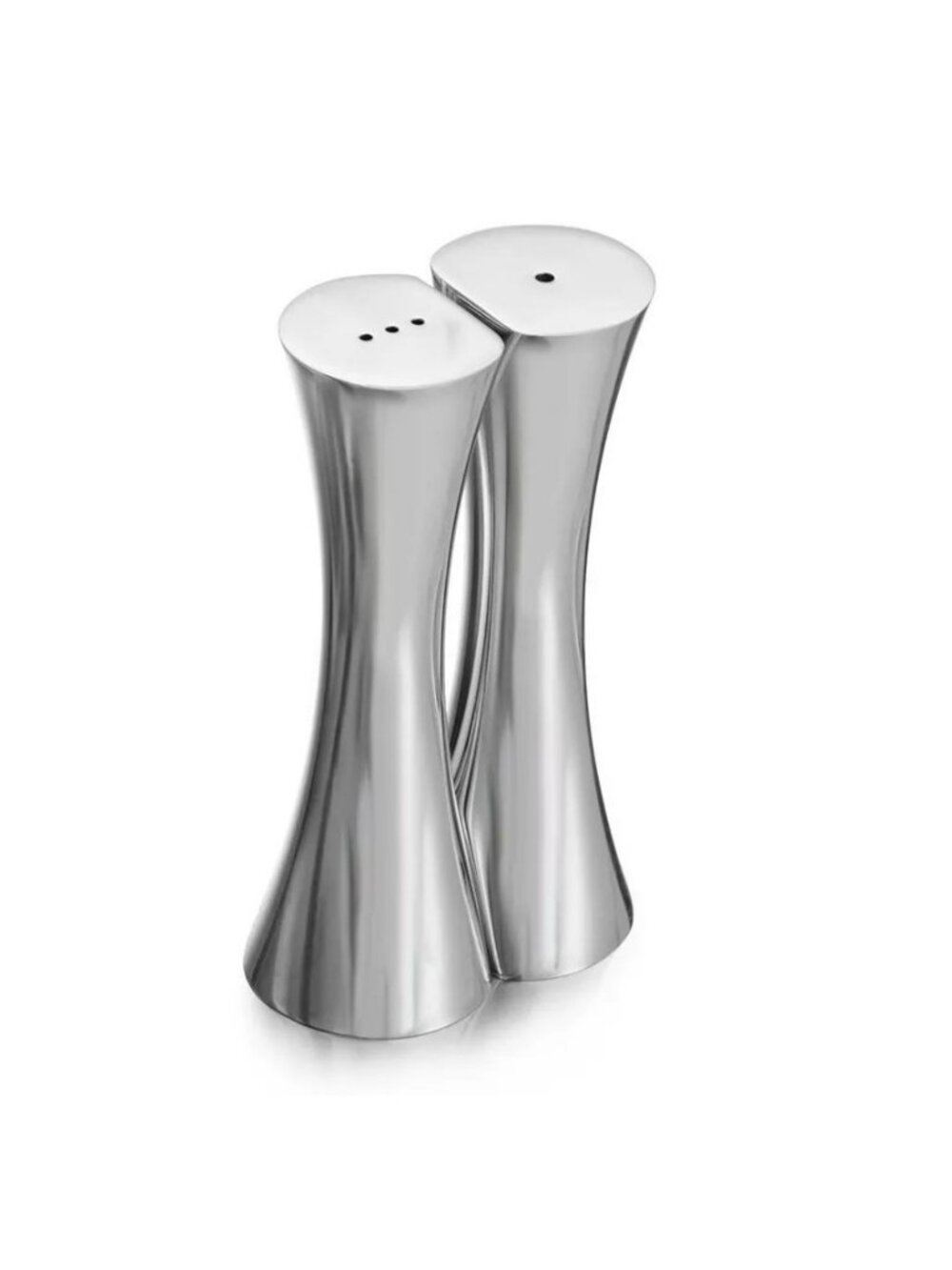 Nambe Kissing Salt & Pepper Shakers Sleek Modern Design Silver Finish Tabletop D